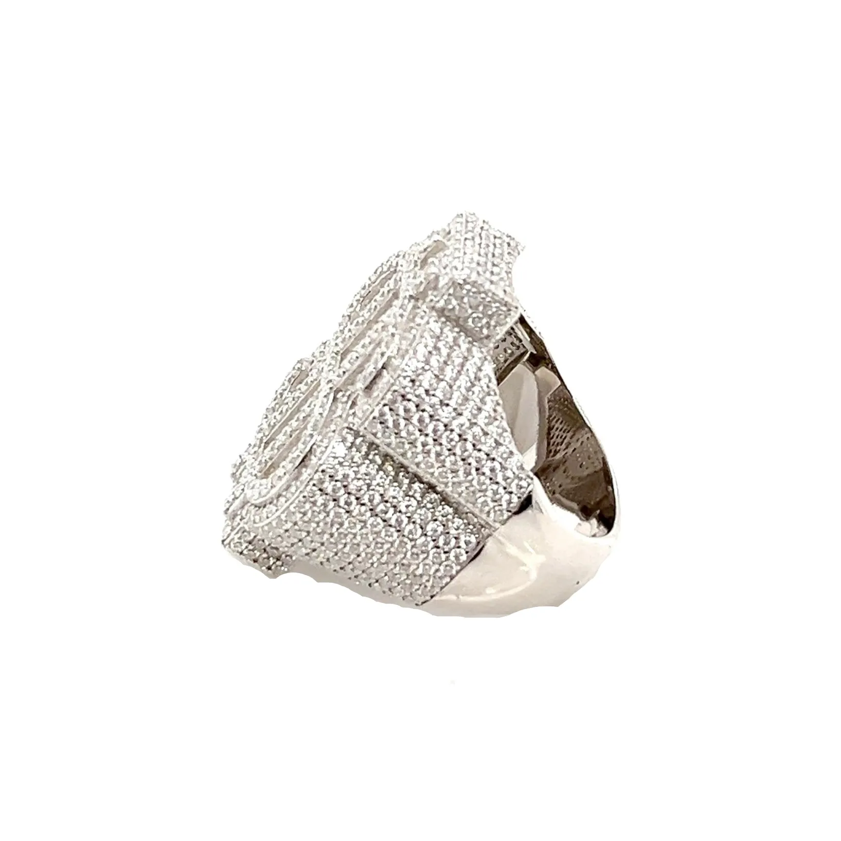 $ Sparkling Dollar Sign Sterling Silver Ring with Round Lab-Created Moissanite - M100669