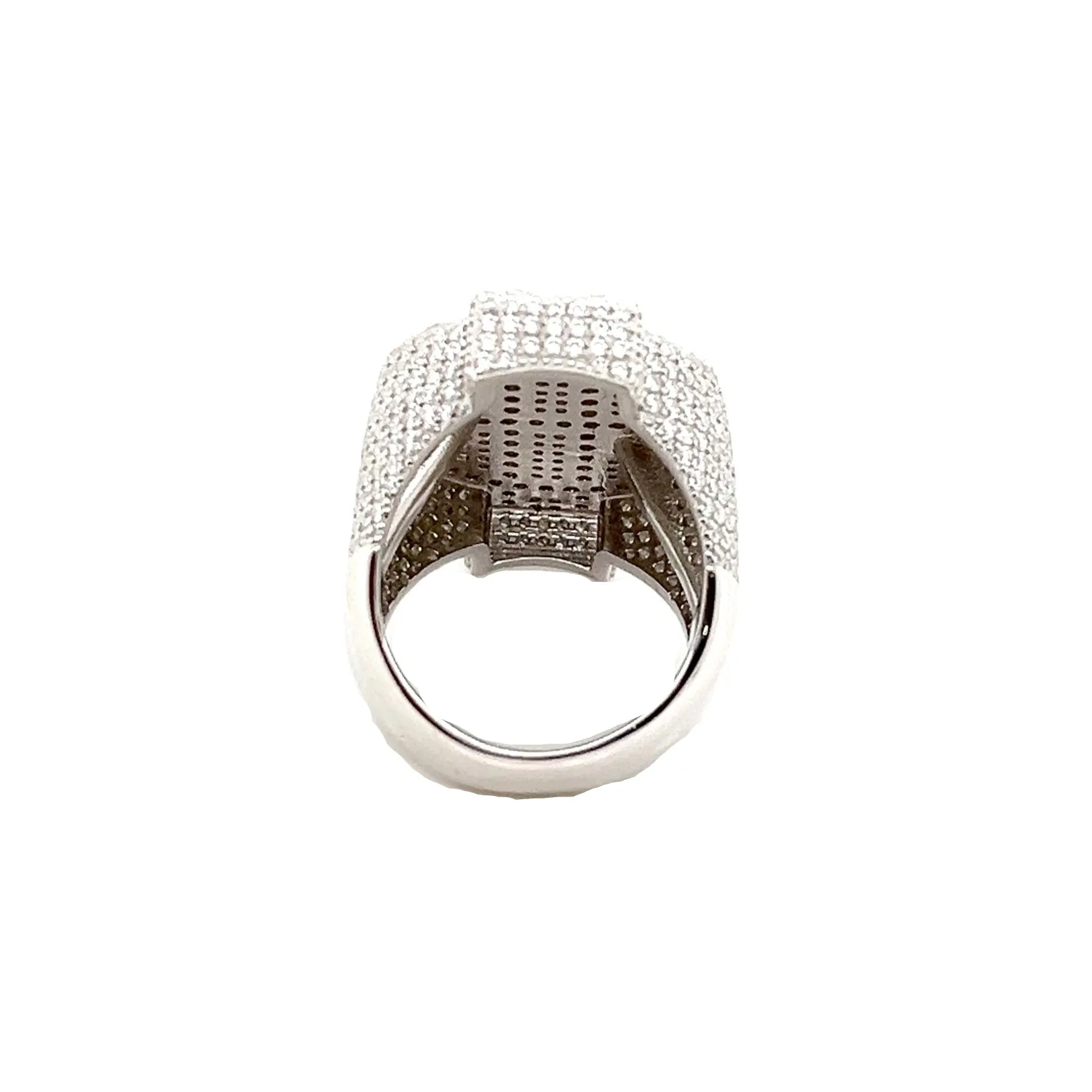$ Sparkling Dollar Sign Sterling Silver Ring with Round Lab-Created Moissanite - M100669