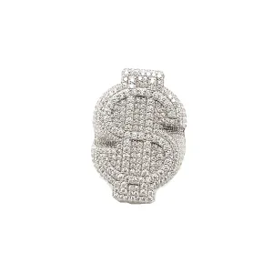 $ Sparkling Dollar Sign Sterling Silver Ring with Round Lab-Created Moissanite - M100669