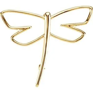 10K Yellow 44x36 mm Dragonfly Brooch