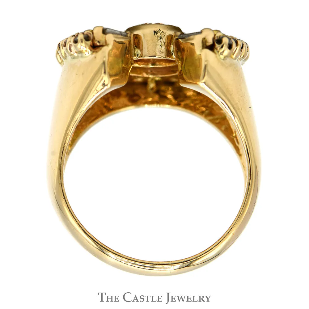 1.25cttw Baguette and Round Diamond Horseshoe Ring in 14k Yellow Gold