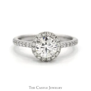 1.35cttw Lab Grown Diamond Engagement Ring with Diamond Halo & Accents in 14k White Gold
