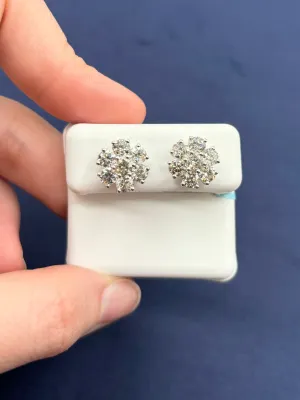 14K Jumbo Flowers Diamond Earrings