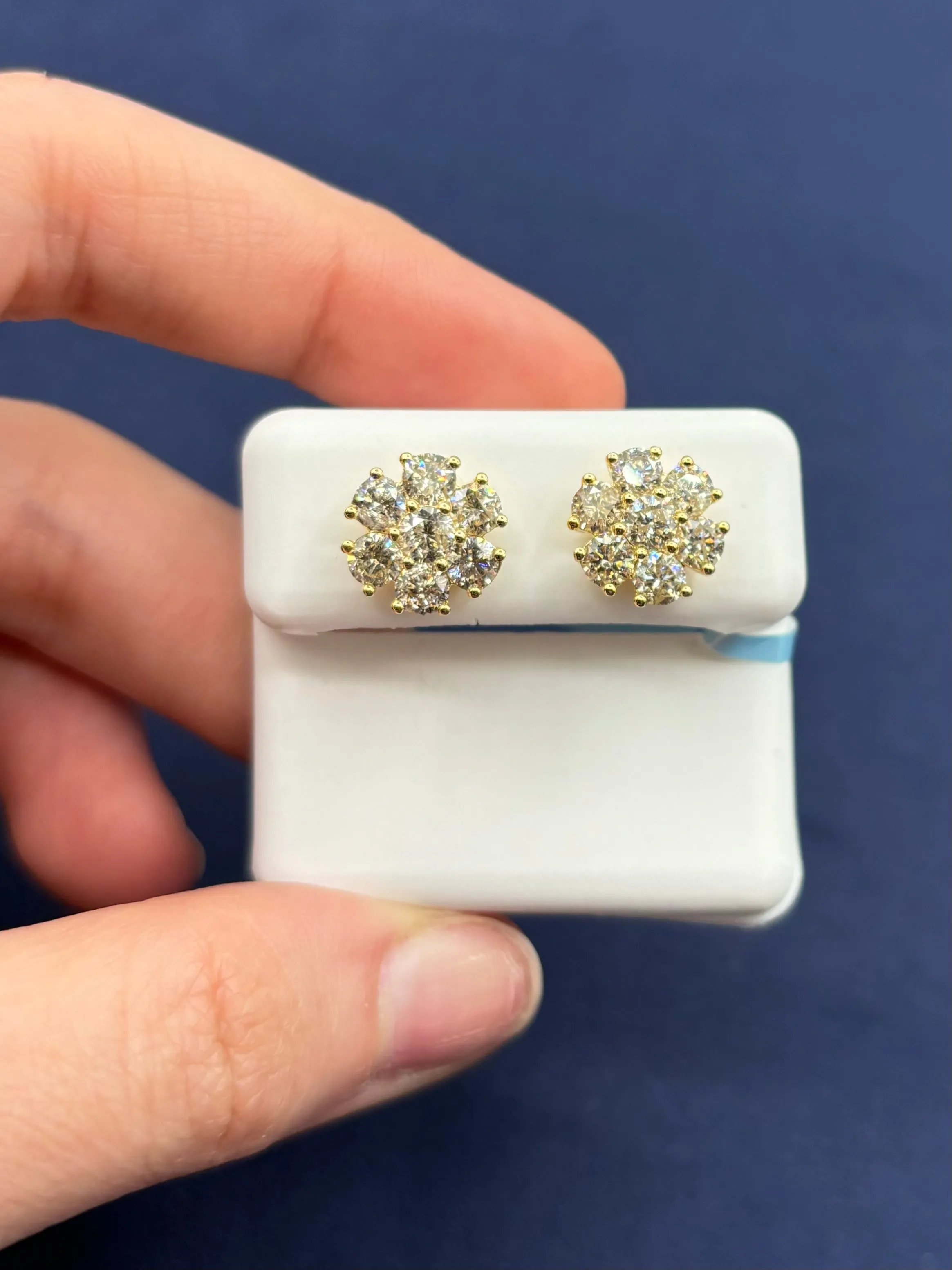 14K Jumbo Flowers Diamond Earrings