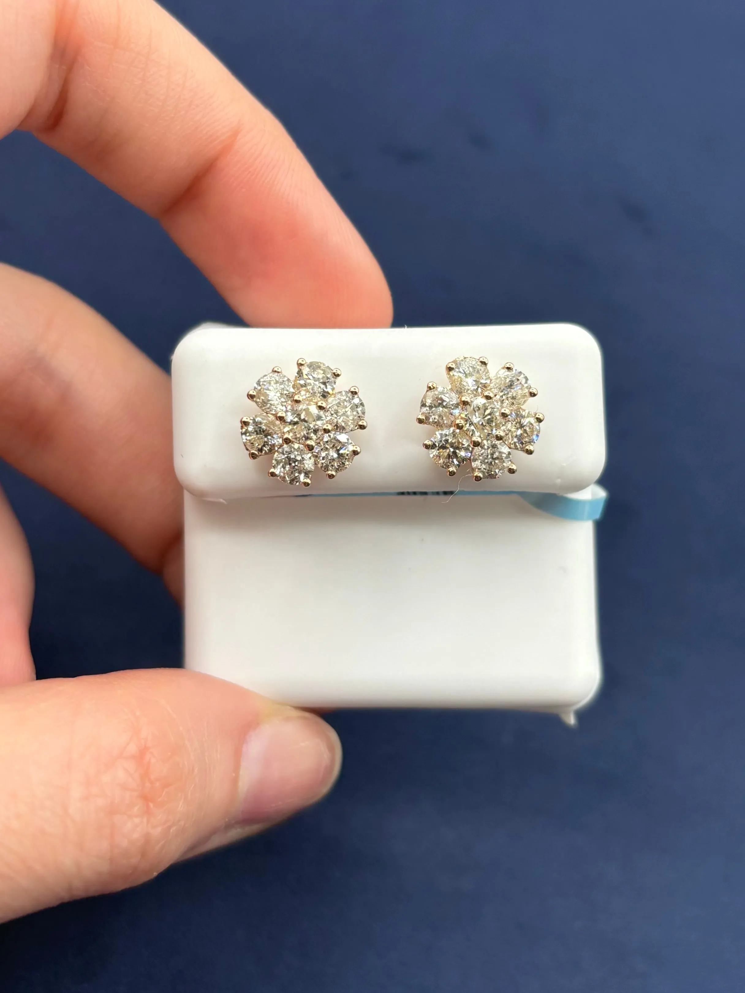 14K Jumbo Flowers Diamond Earrings