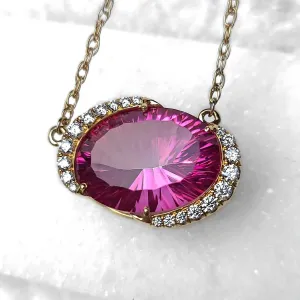 14K Jumbo Mystic Topaz Diamond Necklace in Yellow Gold