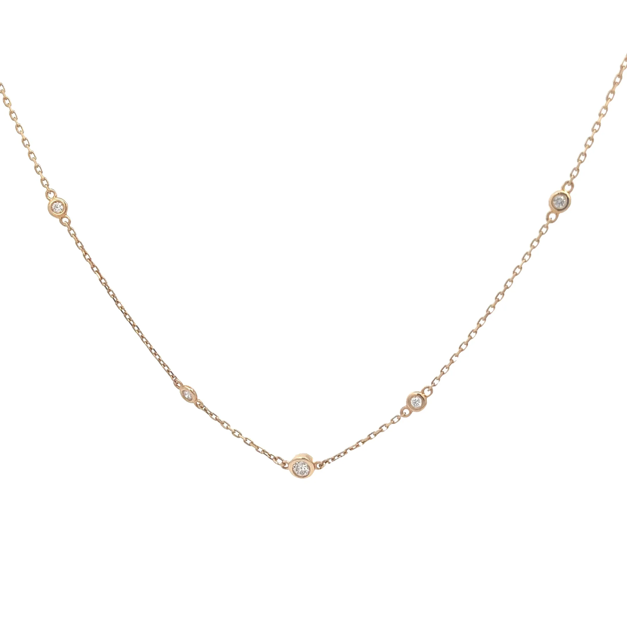 14k Yellow Gold .50ct G SI1 Round Diamonds By the Yard Necklace