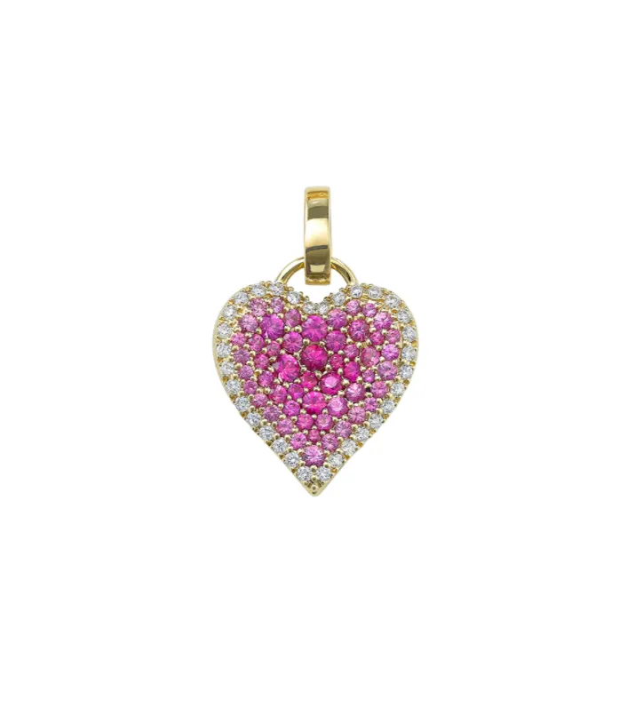 14KY Fortune Pink Sapphire Pave Heart