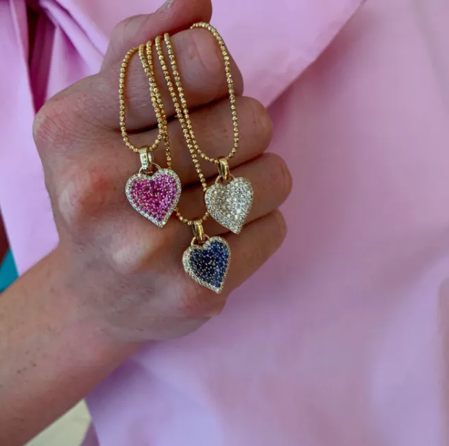 14KY Fortune Pink Sapphire Pave Heart