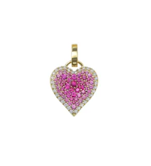 14KY Fortune Pink Sapphire Pave Heart