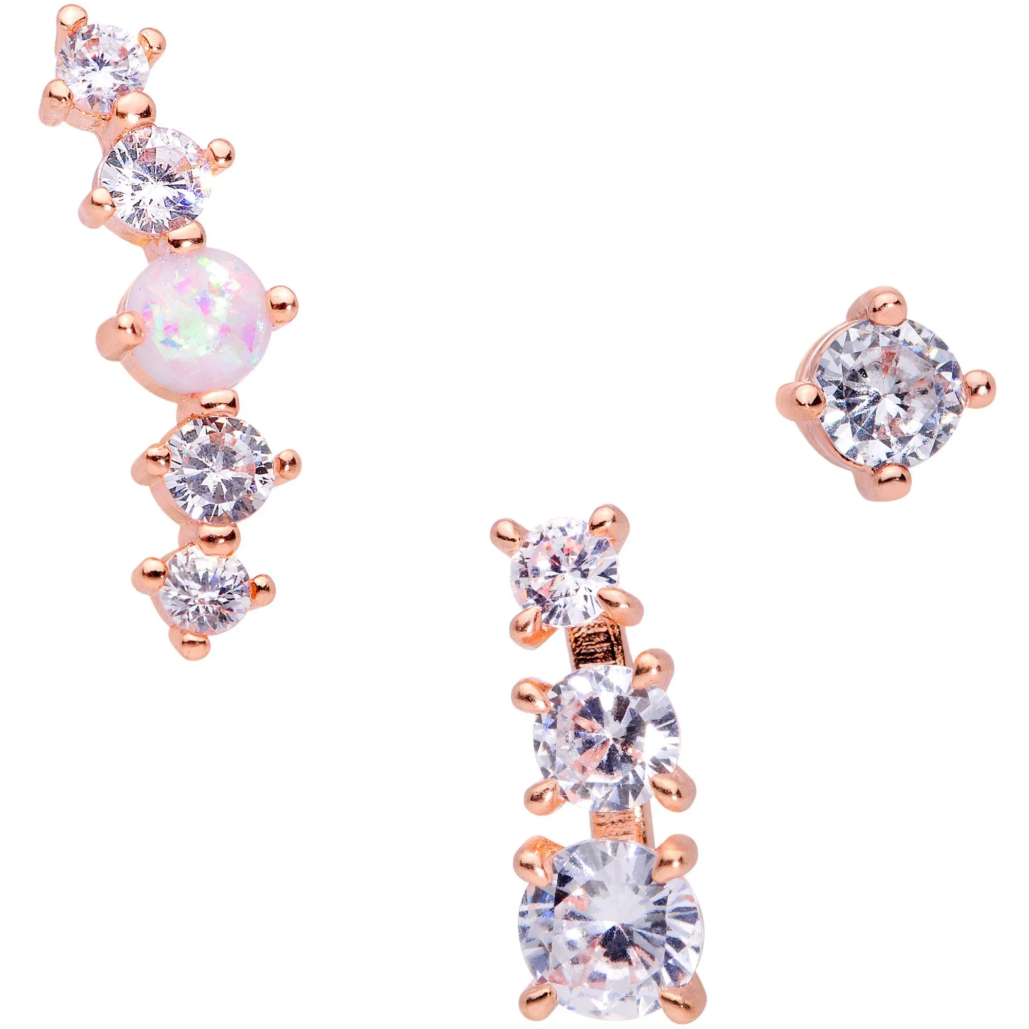 16 Gauge 1/4 Clear CZ Rose Gold PVD Internally Threaded Tragus Set