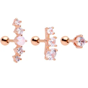 16 Gauge 1/4 Clear CZ Rose Gold PVD Internally Threaded Tragus Set