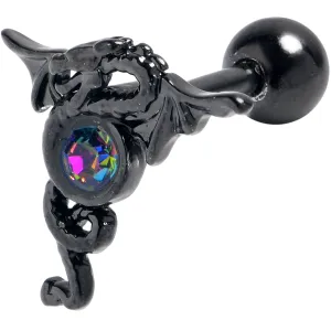 16 Gauge 1/4 Purple Tourmaline Black Majestic Dragon Cartilage Earring