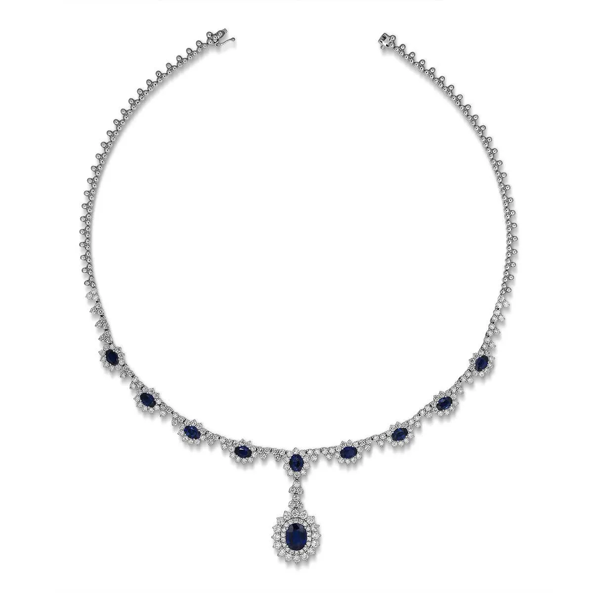 16.11carat Royal Blue Sapphire Diamond Statement Necklace