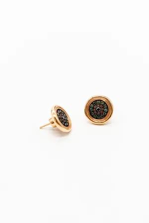 18K Rose Gold Round Eye Studs with Diamonds