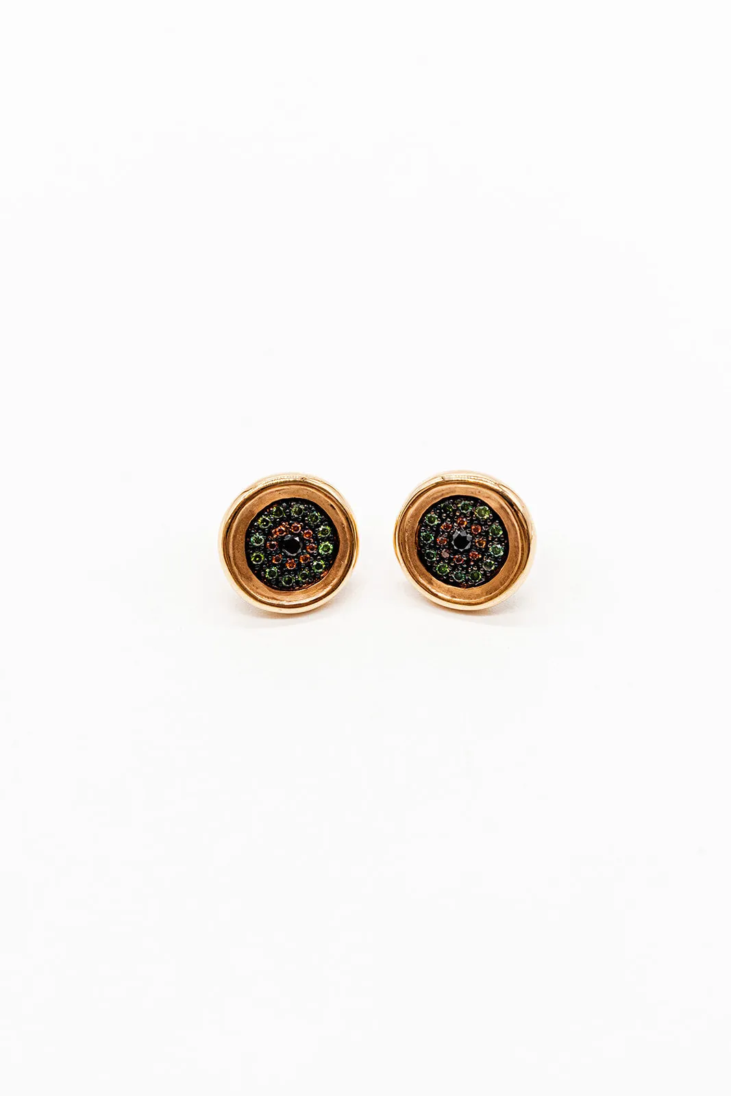 18K Rose Gold Round Eye Studs with Diamonds