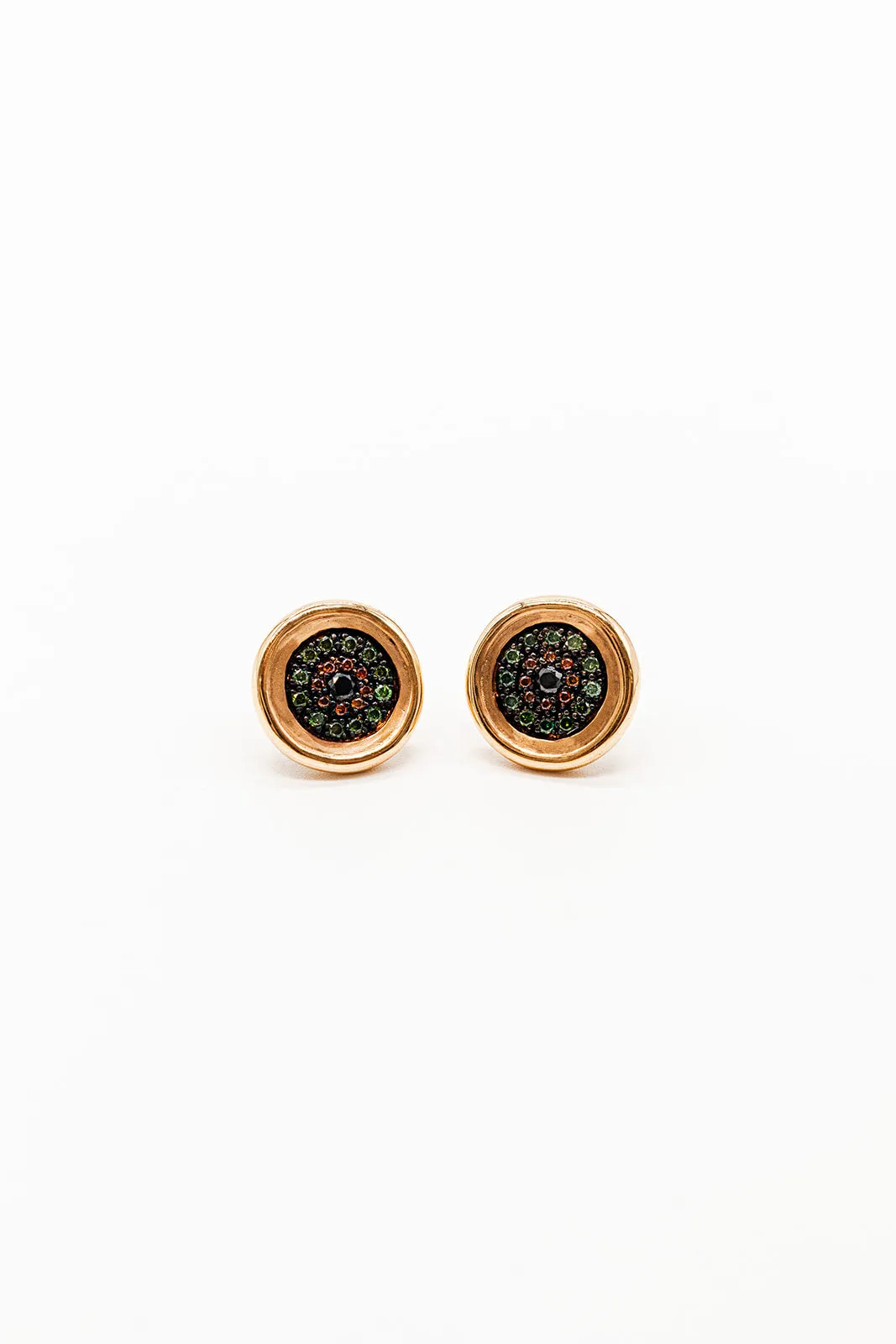 18K Rose Gold Round Eye Studs with Diamonds
