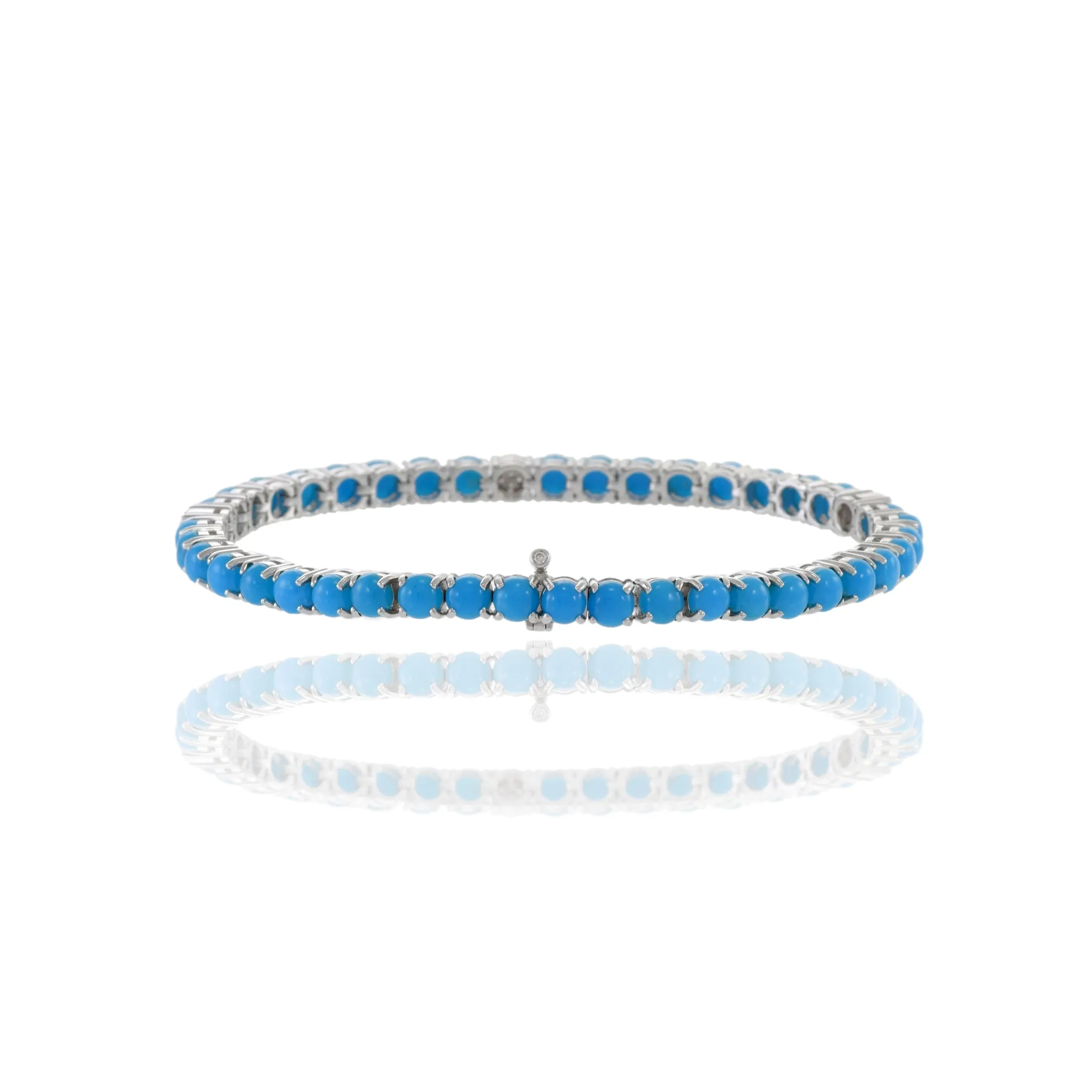 18KT White Gold Turquoise And Diamond Bracelet