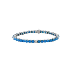 18KT White Gold Turquoise And Diamond Bracelet