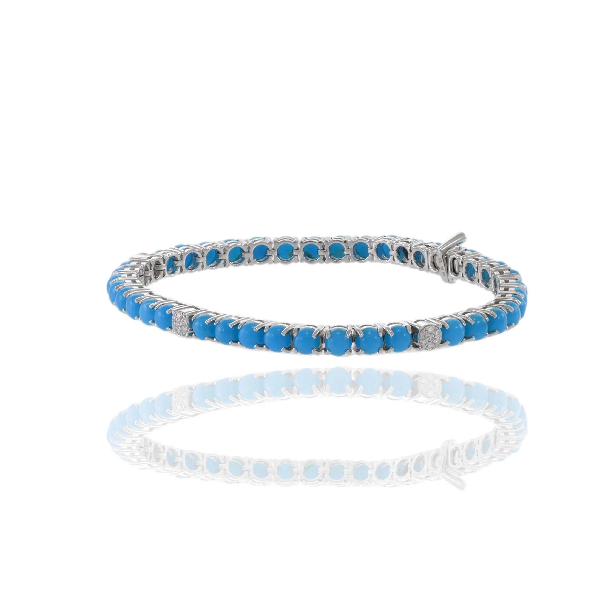 18KT White Gold Turquoise And Diamond Bracelet