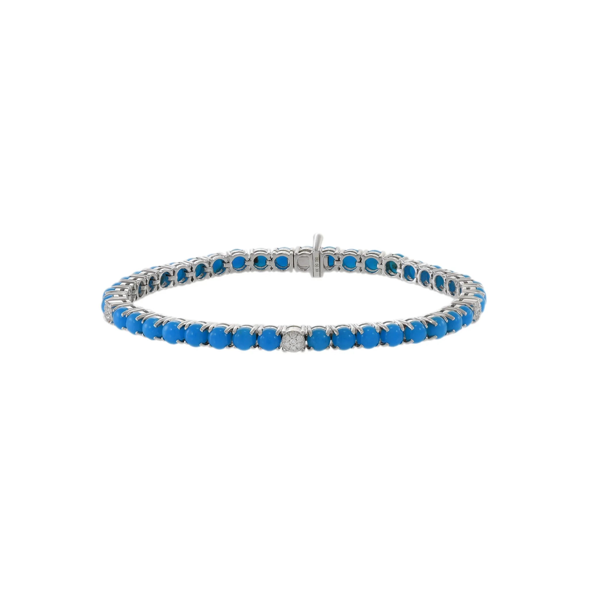18KT White Gold Turquoise And Diamond Bracelet