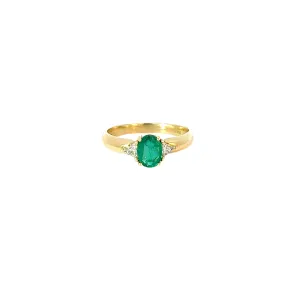 18KY 1.10CT COLOMBIAN EMERALD AA AND .30CT FVS2 RING