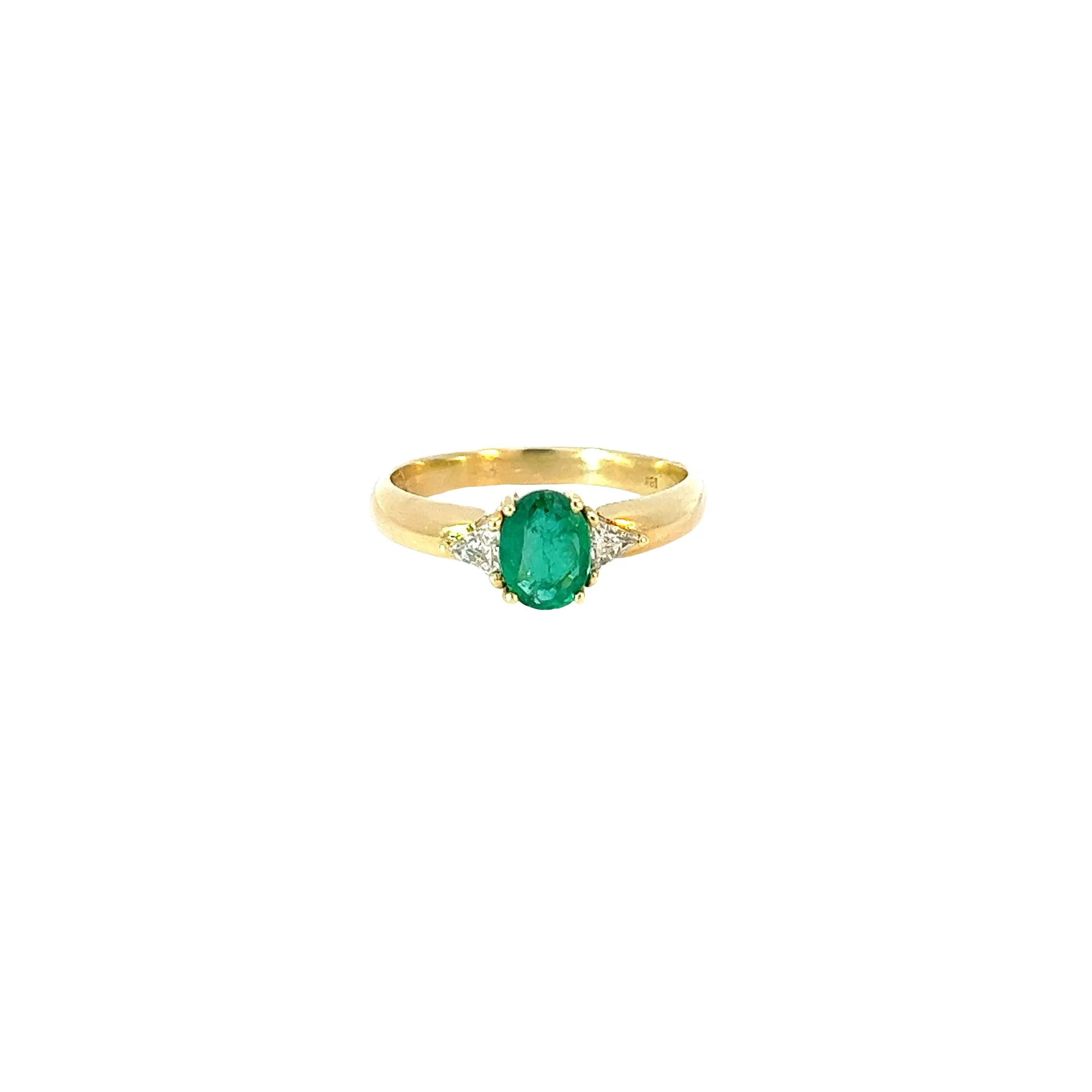 18KY 1.10CT COLOMBIAN EMERALD AA AND .30CT FVS2 RING