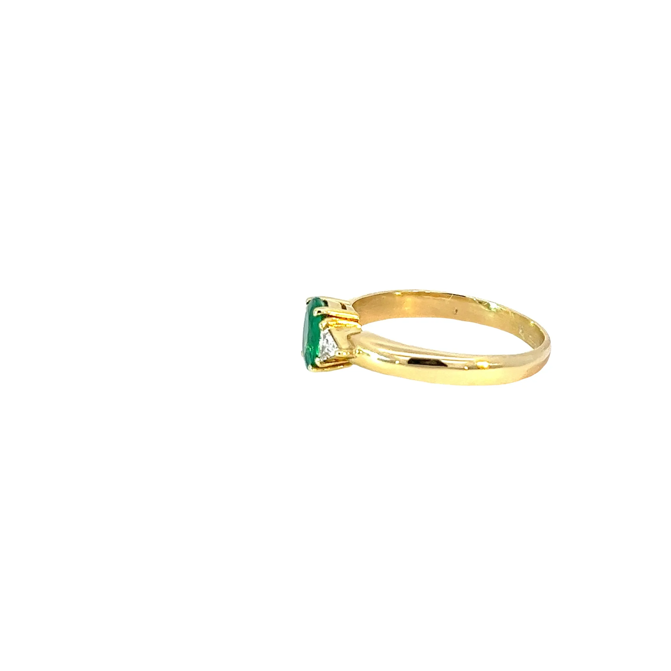 18KY 1.10CT COLOMBIAN EMERALD AA AND .30CT FVS2 RING