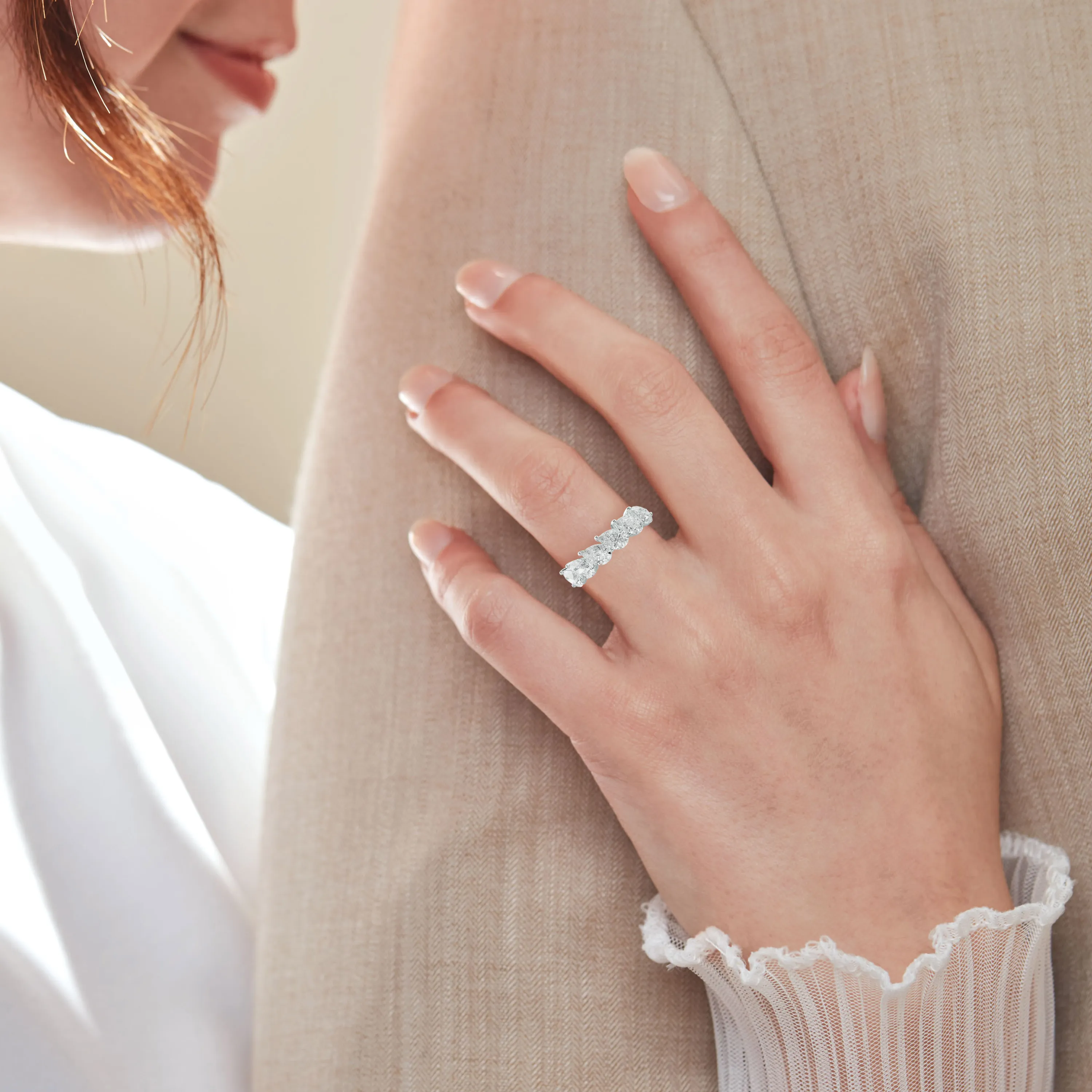 2.0 Carat Slanted Pear Diamond Anniversary Band