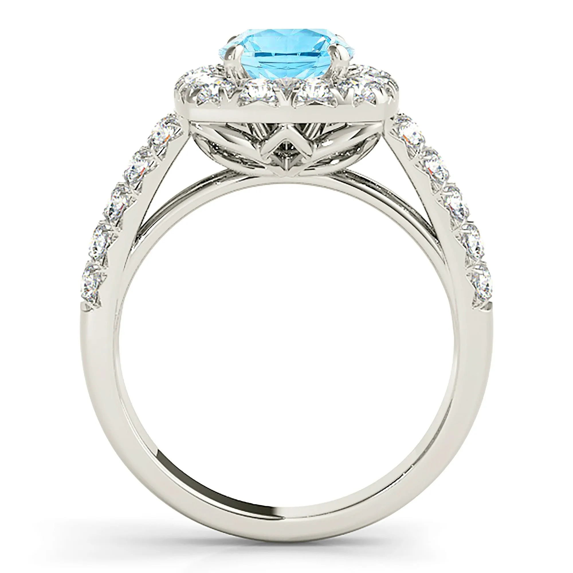 2.00 ct. Genuine Aquamarine Ring With Cushion Halo