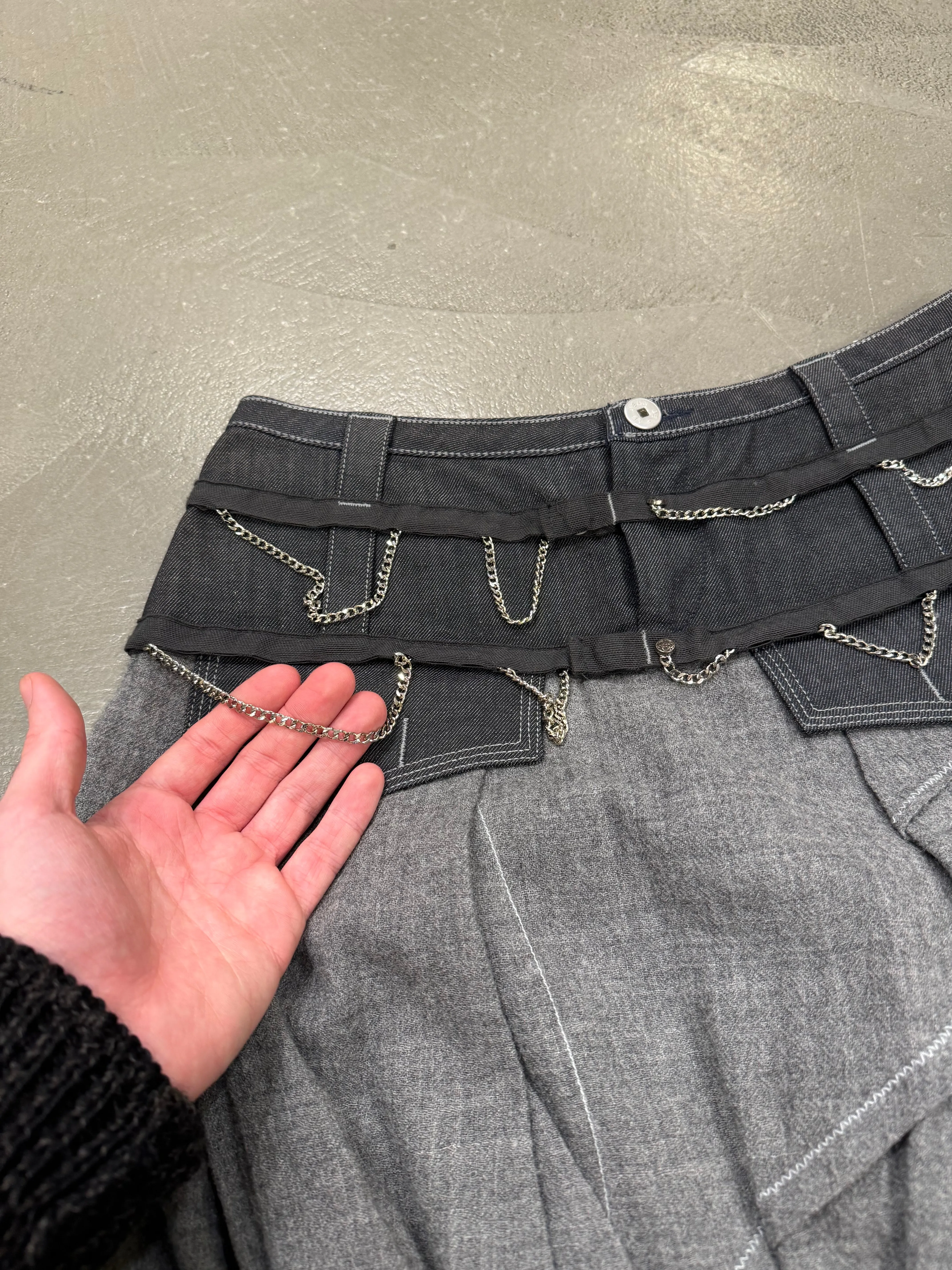 2000s Marithe Francois Girbaud chainlink hybrid skirt
