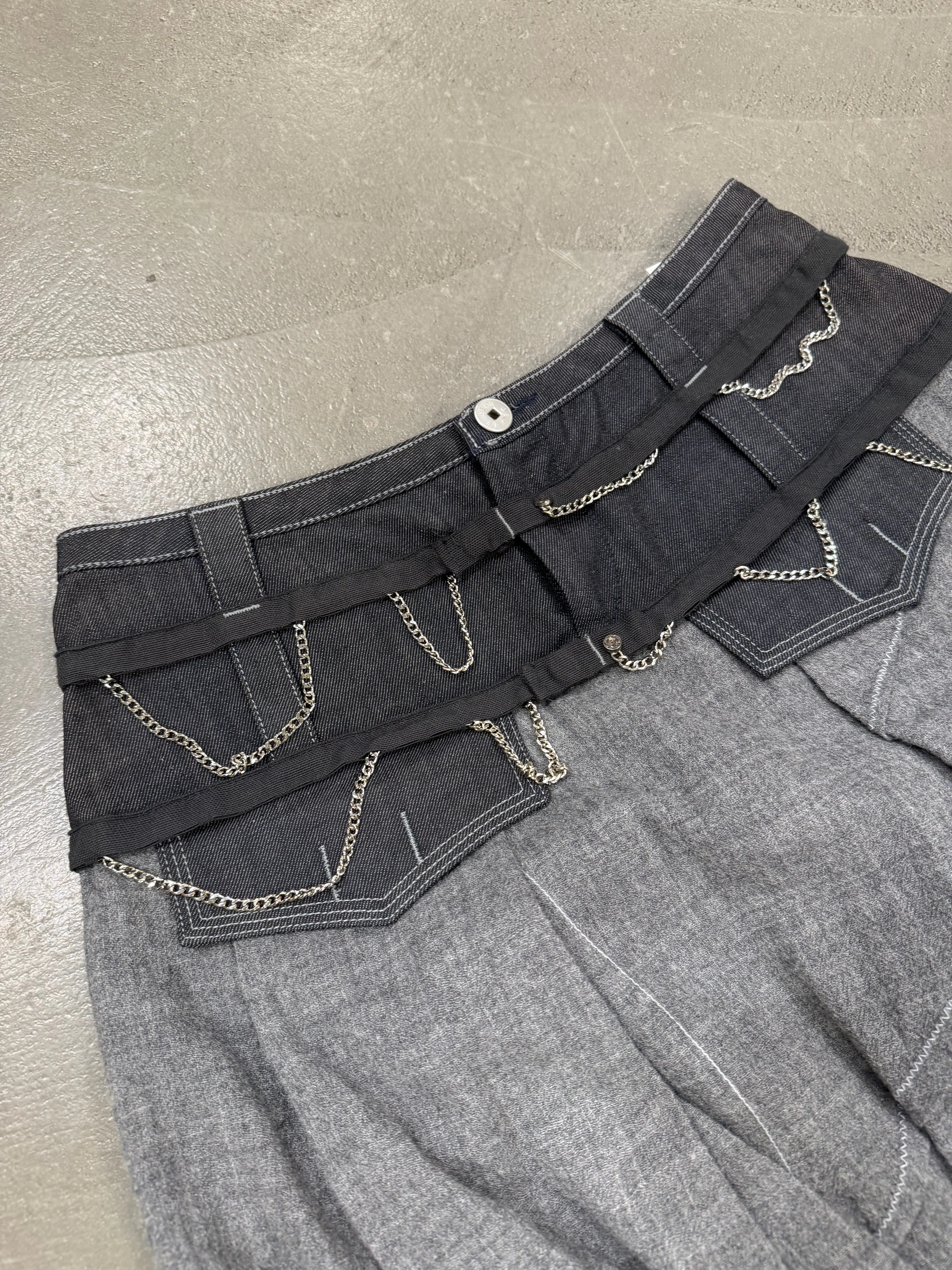 2000s Marithe Francois Girbaud chainlink hybrid skirt