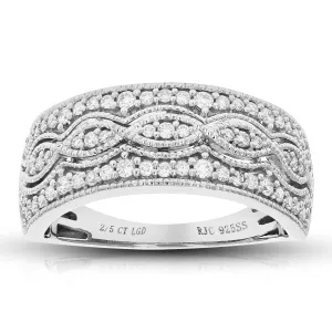 2/5 cttw Lab Grown Diamond Twisted Wedding Band Sterling Silver