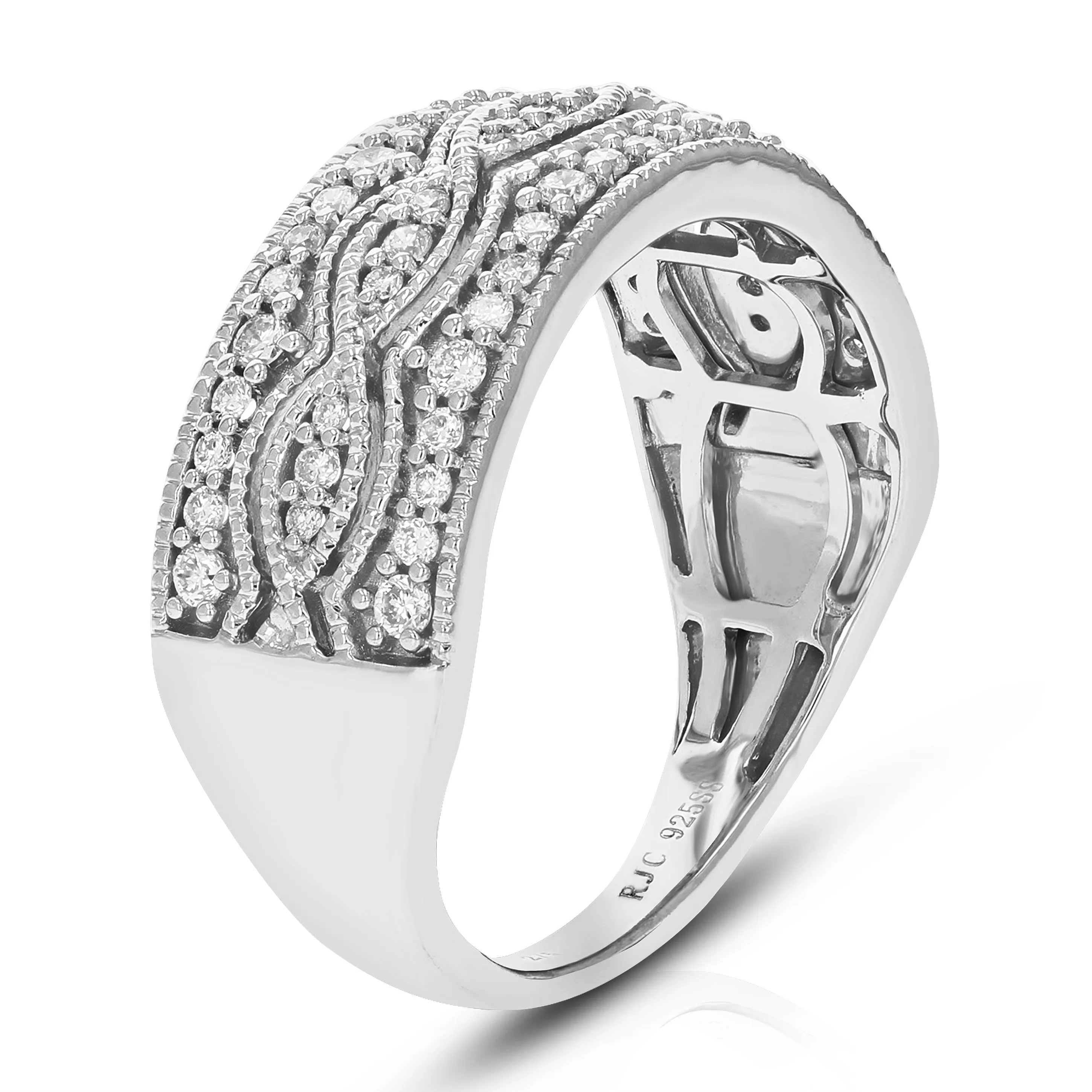2/5 cttw Lab Grown Diamond Twisted Wedding Band Sterling Silver