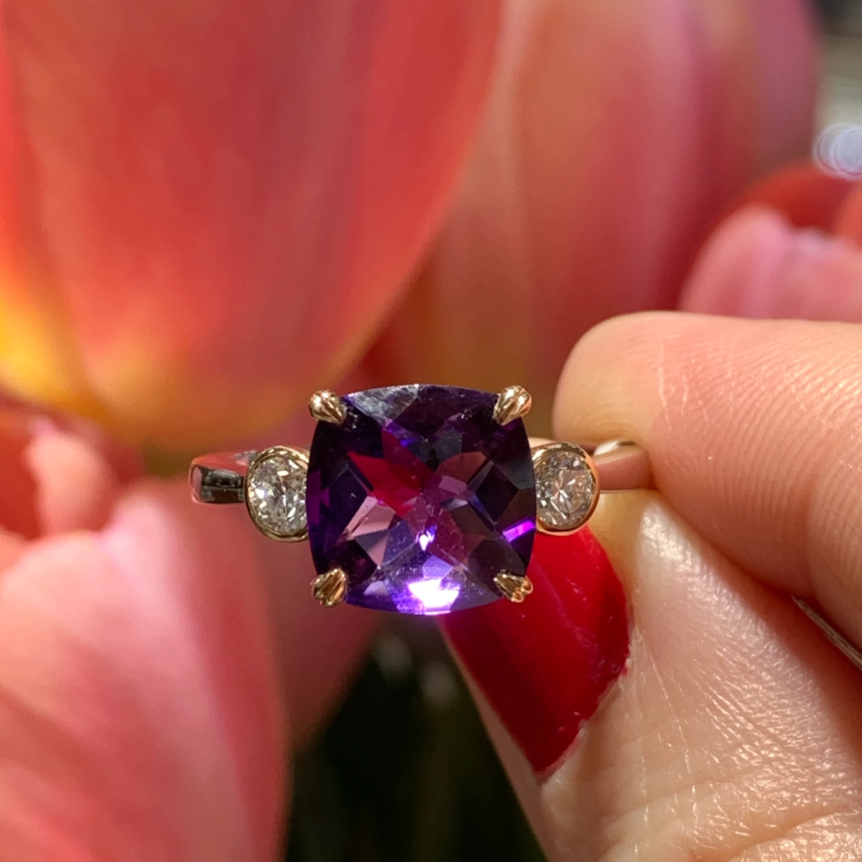 2.68carat ﻿﻿﻿Amethyst And Diamond Ring