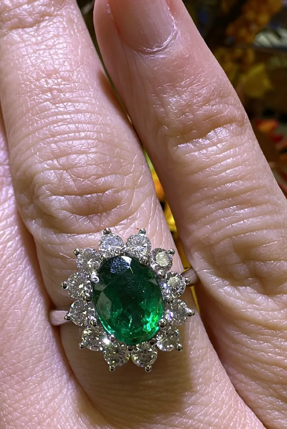 2.71carat Green Emerald Ring and Diamond Ring