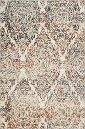 5’ x 8’ Ivory Brown Decorative Diamond Area Rug