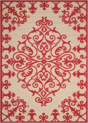5’ x 8’ Red Medallion Indoor Outdoor Area Rug