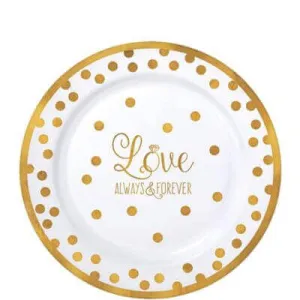 7" Sparkling Gold Wedding Premium Plastic Lunch Plates
