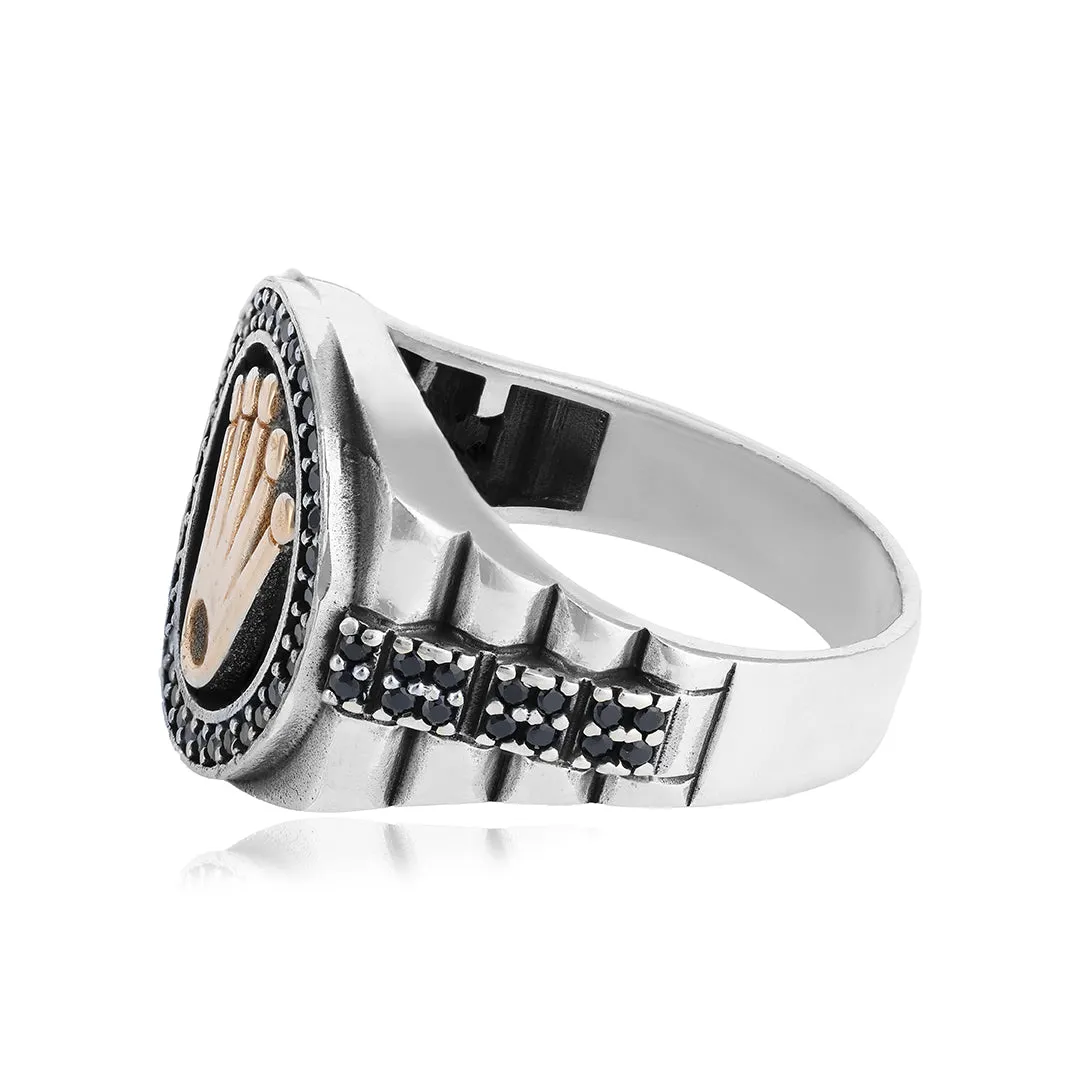 925 Iconic Kings Crown Sterling Silver Oxidised Ring