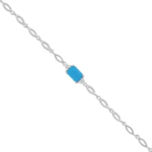 925 Sterling Silver December Month Square Turquoise Birthstone Bracelet For Women
