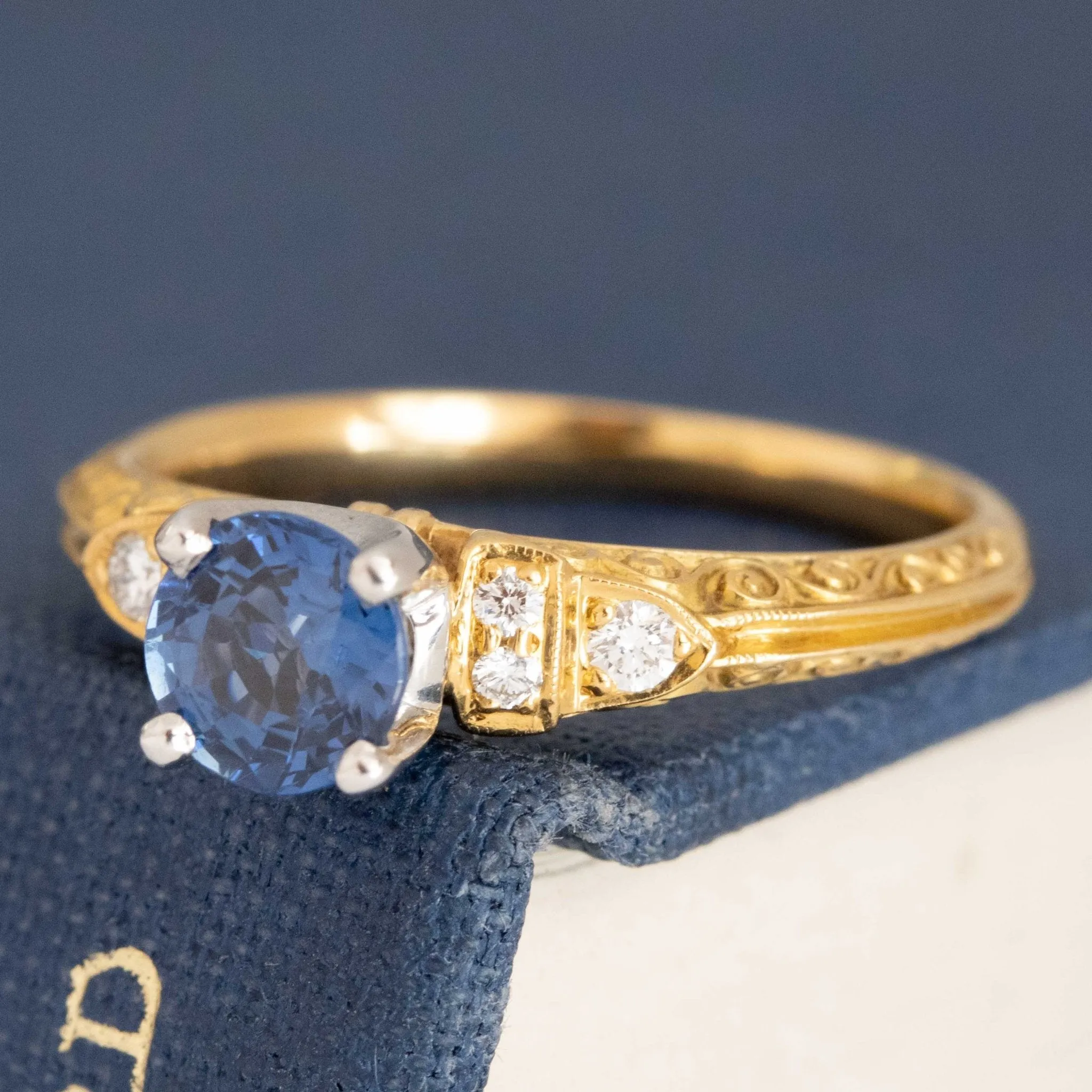 .98ctw Sapphire & Diamond Wedding Set by Van Craeynest
