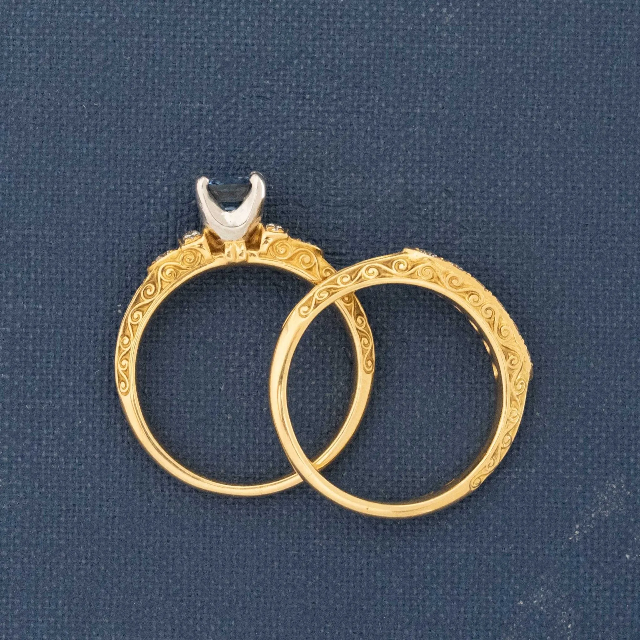 .98ctw Sapphire & Diamond Wedding Set by Van Craeynest