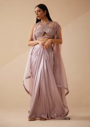 Abigail lilac cape and draped skirt set