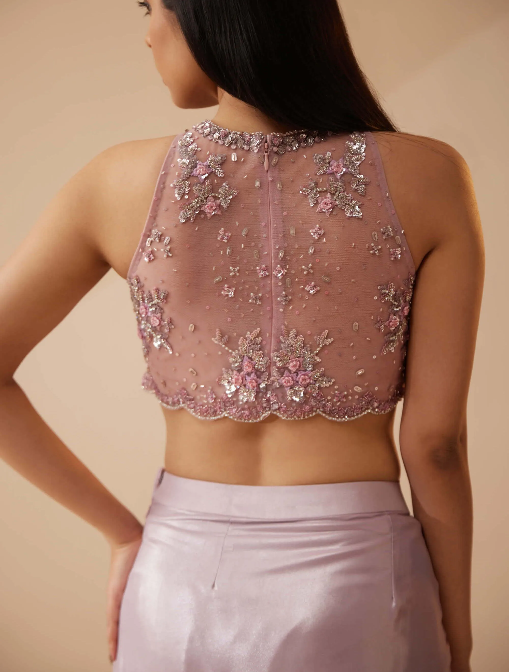 Abigail lilac cape and draped skirt set