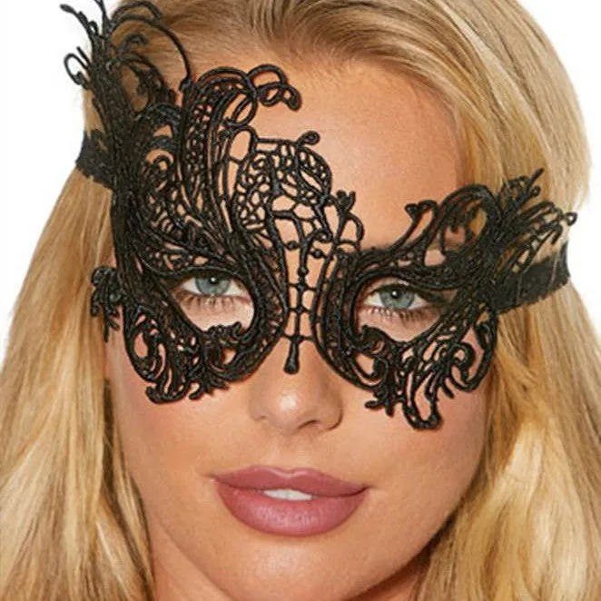 Alluring Black Lace Hollow Eye Mask for Mysterious Elegance