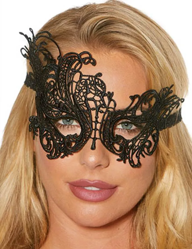 Alluring Black Lace Hollow Eye Mask for Mysterious Elegance
