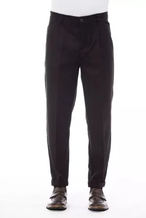 Alpha Studio Brown Wool Men Pants
