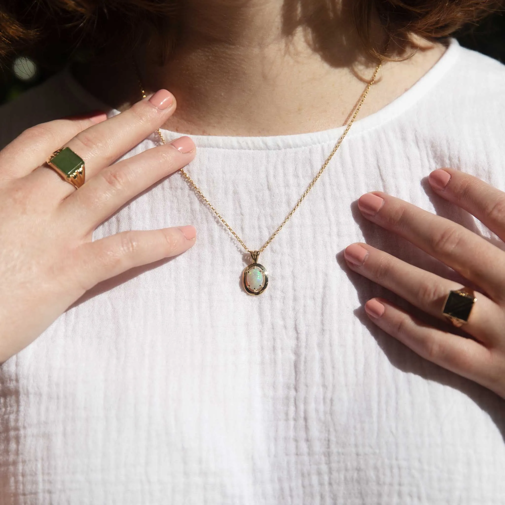 Amalita 1980s Opal Pendant & Chain 18ct Gold