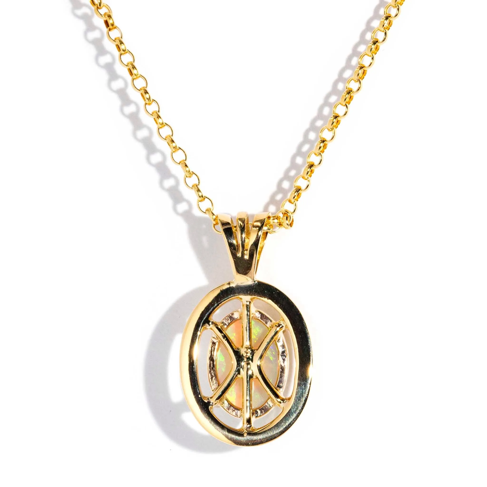 Amalita 1980s Opal Pendant & Chain 18ct Gold